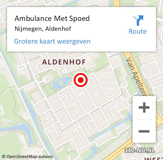 Locatie op kaart van de 112 melding: Ambulance Met Spoed Naar Nijmegen, Aldenhof op 24 november 2021 12:20