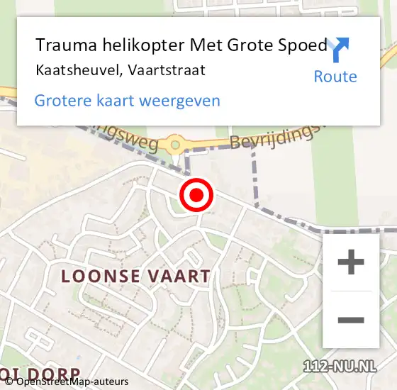 Locatie op kaart van de 112 melding: Trauma helikopter Met Grote Spoed Naar Kaatsheuvel, Vaartstraat op 24 november 2021 12:20