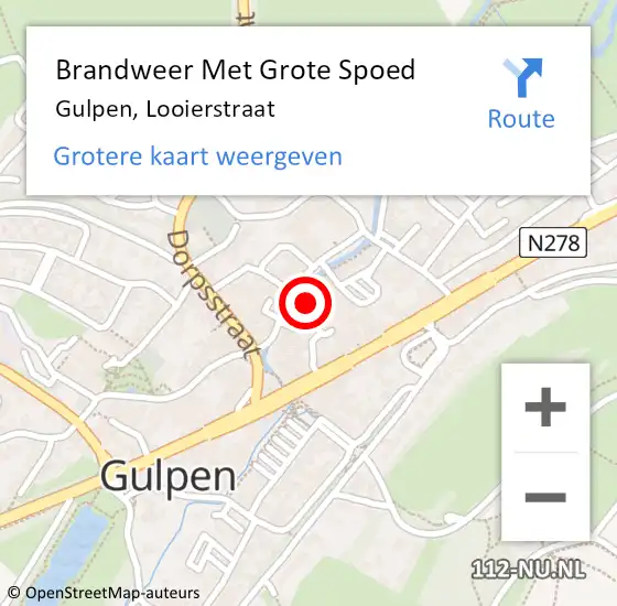 Locatie op kaart van de 112 melding: Brandweer Met Grote Spoed Naar Gulpen, Looierstraat op 24 november 2021 12:27