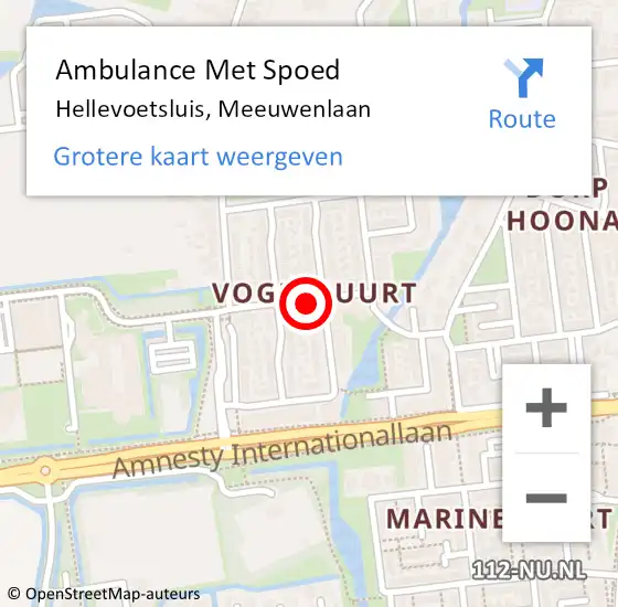 Locatie op kaart van de 112 melding: Ambulance Met Spoed Naar Hellevoetsluis, Meeuwenlaan op 24 november 2021 12:31