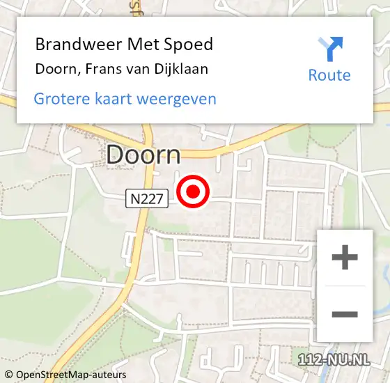 Locatie op kaart van de 112 melding: Brandweer Met Spoed Naar Doorn, Frans van Dijklaan op 24 november 2021 12:55