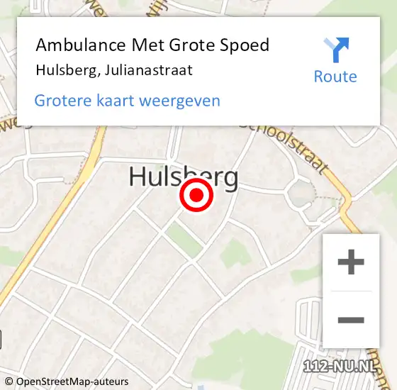 Locatie op kaart van de 112 melding: Ambulance Met Grote Spoed Naar Hulsberg, Julianastraat op 30 juni 2014 11:56