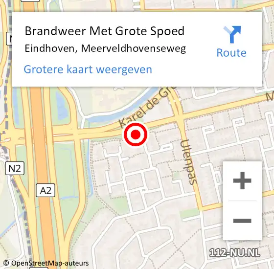 Locatie op kaart van de 112 melding: Brandweer Met Grote Spoed Naar Eindhoven, Meerveldhovenseweg op 24 november 2021 13:07