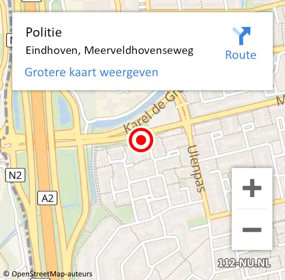 Locatie op kaart van de 112 melding: Politie Eindhoven, Meerveldhovenseweg op 24 november 2021 13:09