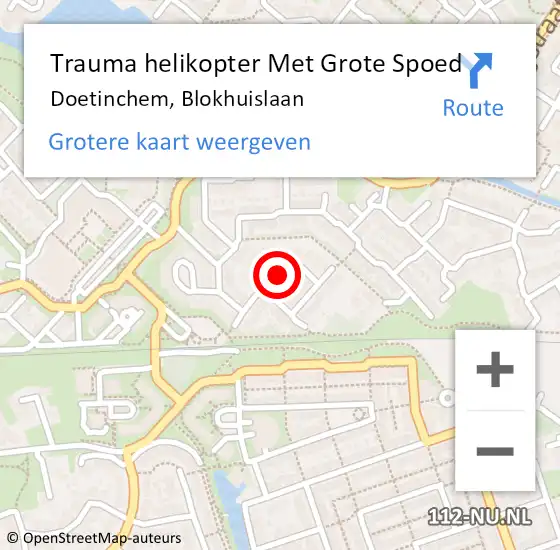 Locatie op kaart van de 112 melding: Trauma helikopter Met Grote Spoed Naar Doetinchem, Blokhuislaan op 24 november 2021 13:34