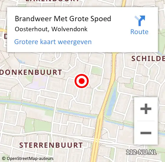 Locatie op kaart van de 112 melding: Brandweer Met Grote Spoed Naar Oosterhout, Wolvendonk op 24 november 2021 13:37