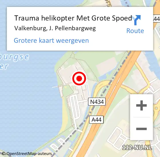 Locatie op kaart van de 112 melding: Trauma helikopter Met Grote Spoed Naar Valkenburg, J. Pellenbargweg op 24 november 2021 13:51