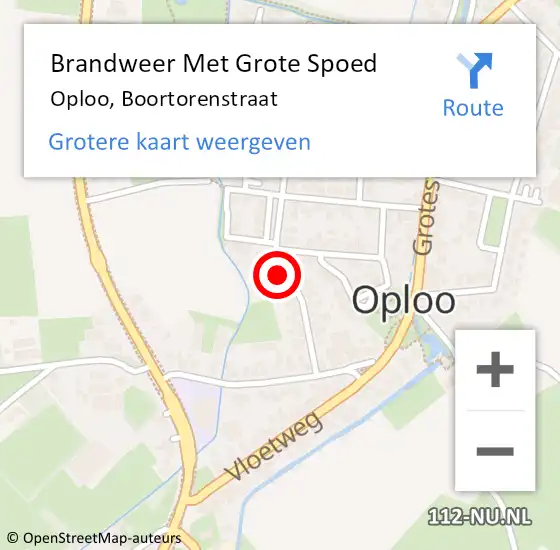 Locatie op kaart van de 112 melding: Brandweer Met Grote Spoed Naar Oploo, Boortorenstraat op 24 november 2021 14:03