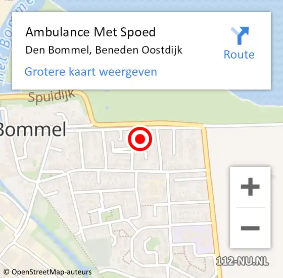 Locatie op kaart van de 112 melding: Ambulance Met Spoed Naar Den Bommel, Beneden Oostdijk op 24 november 2021 14:13