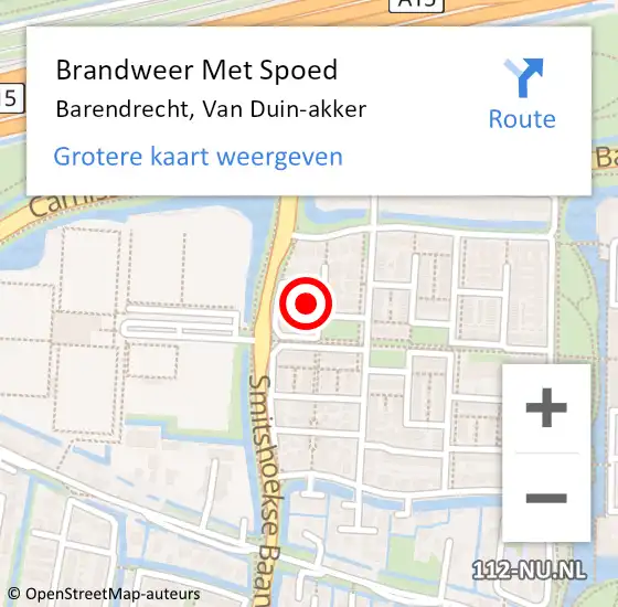 Locatie op kaart van de 112 melding: Brandweer Met Spoed Naar Barendrecht, Van Duin-akker op 24 november 2021 14:23