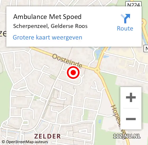 Locatie op kaart van de 112 melding: Ambulance Met Spoed Naar Scherpenzeel, Gelderse Roos op 24 november 2021 14:23