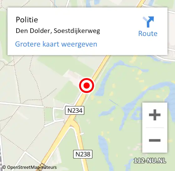 Locatie op kaart van de 112 melding: Politie Den Dolder, Soestdijkerweg op 30 juni 2014 12:04