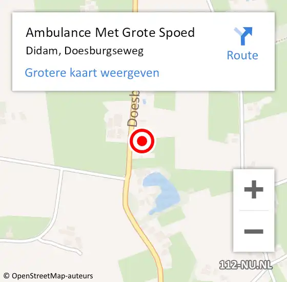 Locatie op kaart van de 112 melding: Ambulance Met Grote Spoed Naar Didam, Doesburgseweg op 24 november 2021 14:25