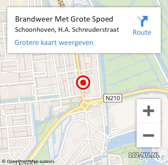 Locatie op kaart van de 112 melding: Brandweer Met Grote Spoed Naar Schoonhoven, H.A. Schreuderstraat op 24 november 2021 14:37