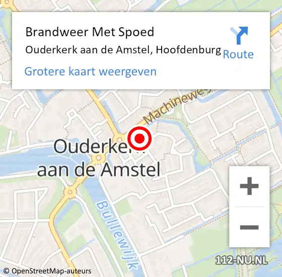 Locatie op kaart van de 112 melding: Brandweer Met Spoed Naar Ouderkerk aan de Amstel, Hoofdenburg op 24 november 2021 14:53