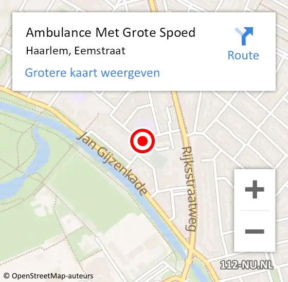 Locatie op kaart van de 112 melding: Ambulance Met Grote Spoed Naar Haarlem, Eemstraat op 24 november 2021 14:59