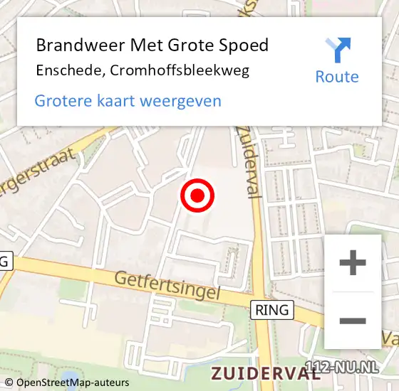 Locatie op kaart van de 112 melding: Brandweer Met Grote Spoed Naar Enschede, Cromhoffsbleekweg op 24 november 2021 15:01