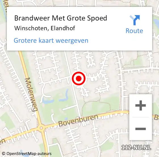 Locatie op kaart van de 112 melding: Brandweer Met Grote Spoed Naar Winschoten, Elandhof op 30 juni 2014 12:07