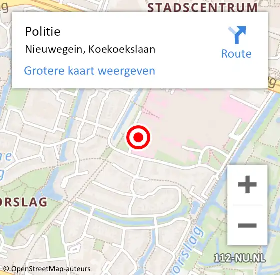 Locatie op kaart van de 112 melding: Politie Nieuwegein, Koekoekslaan op 24 november 2021 15:17