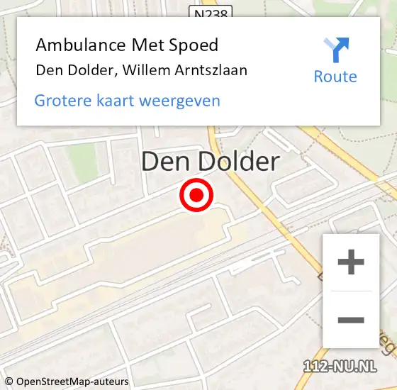 Locatie op kaart van de 112 melding: Ambulance Met Spoed Naar Den Dolder, Willem Arntszlaan op 6 oktober 2013 20:12