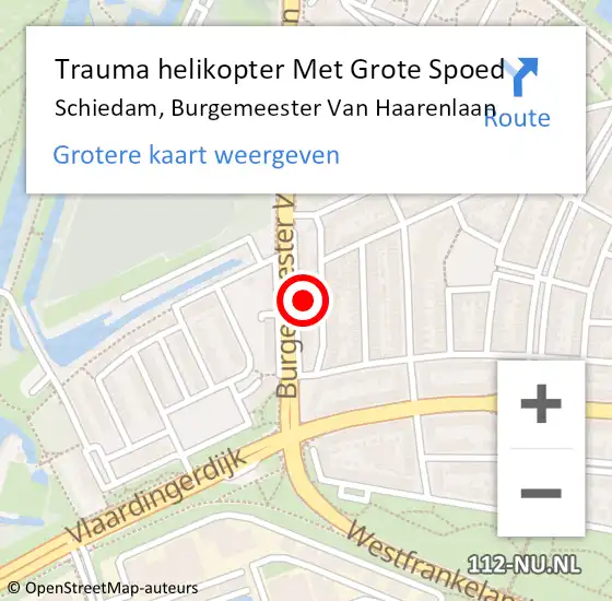 Locatie op kaart van de 112 melding: Trauma helikopter Met Grote Spoed Naar Schiedam, Burgemeester Van Haarenlaan op 24 november 2021 15:31