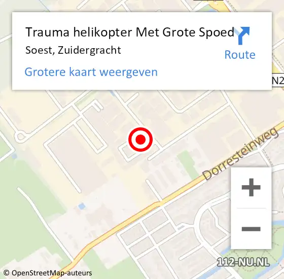 Locatie op kaart van de 112 melding: Trauma helikopter Met Grote Spoed Naar Soest, Zuidergracht op 24 november 2021 15:37