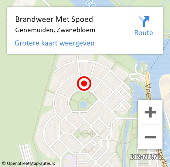 Locatie op kaart van de 112 melding: Brandweer Met Spoed Naar Genemuiden, Zwanebloem op 24 november 2021 15:41