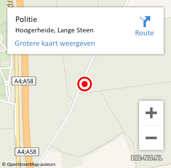 Locatie op kaart van de 112 melding: Politie Hoogerheide, Lange Steen op 24 november 2021 15:47