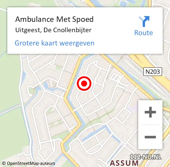 Locatie op kaart van de 112 melding: Ambulance Met Spoed Naar Uitgeest, De Cnollenbijter op 24 november 2021 15:47