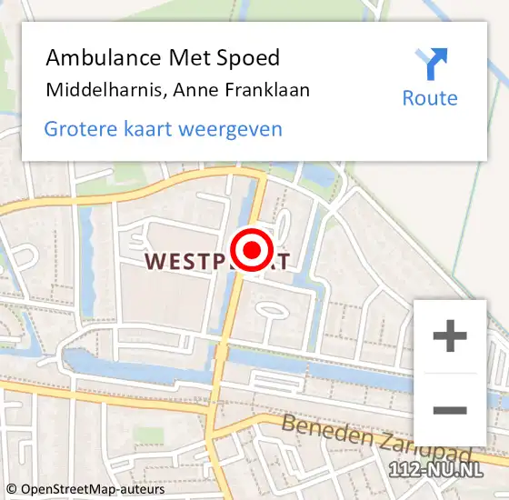 Locatie op kaart van de 112 melding: Ambulance Met Spoed Naar Middelharnis, Anne Franklaan op 24 november 2021 15:54