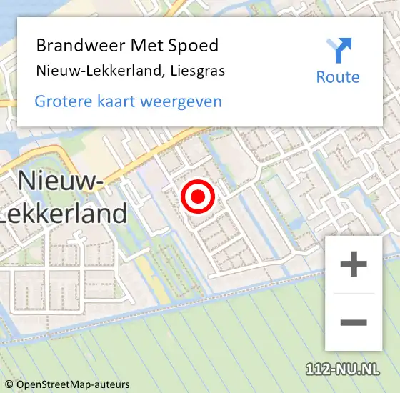 Locatie op kaart van de 112 melding: Brandweer Met Spoed Naar Nieuw-Lekkerland, Liesgras op 24 november 2021 15:55