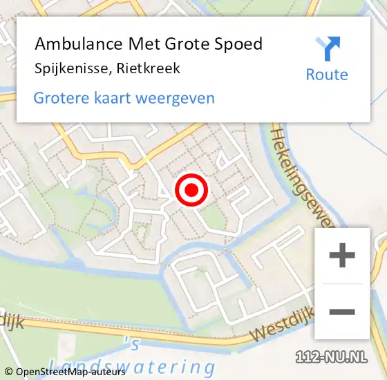 Locatie op kaart van de 112 melding: Ambulance Met Grote Spoed Naar Spijkenisse, Rietkreek op 24 november 2021 16:04