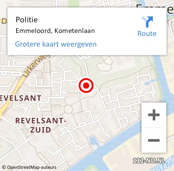 Locatie op kaart van de 112 melding: Politie Emmeloord, Kometenlaan op 24 november 2021 16:09