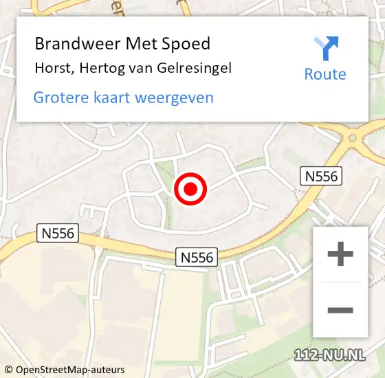 Locatie op kaart van de 112 melding: Brandweer Met Spoed Naar Horst, Hertog van Gelresingel op 24 november 2021 16:12