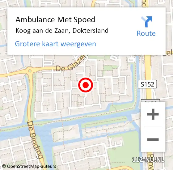 Locatie op kaart van de 112 melding: Ambulance Met Spoed Naar Koog aan de Zaan, Doktersland op 24 november 2021 16:14