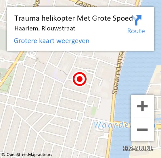 Locatie op kaart van de 112 melding: Trauma helikopter Met Grote Spoed Naar Haarlem, Riouwstraat op 24 november 2021 16:17