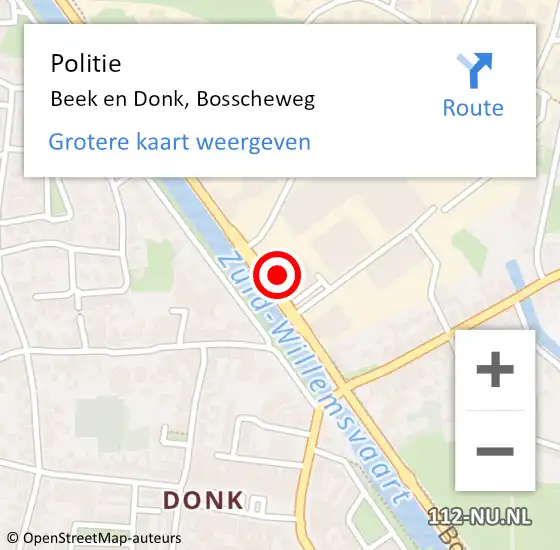 Locatie op kaart van de 112 melding: Politie Beek en Donk, Bosscheweg op 24 november 2021 16:43