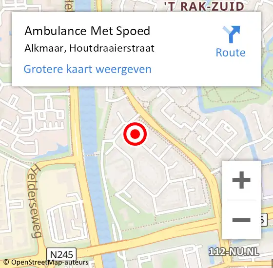 Locatie op kaart van de 112 melding: Ambulance Met Spoed Naar Alkmaar, Houtdraaierstraat op 24 november 2021 16:44