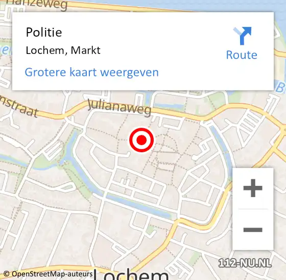 Locatie op kaart van de 112 melding: Politie Lochem, Markt op 24 november 2021 16:45