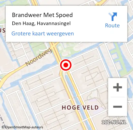 Locatie op kaart van de 112 melding: Brandweer Met Spoed Naar Den Haag, Havannasingel op 24 november 2021 16:45