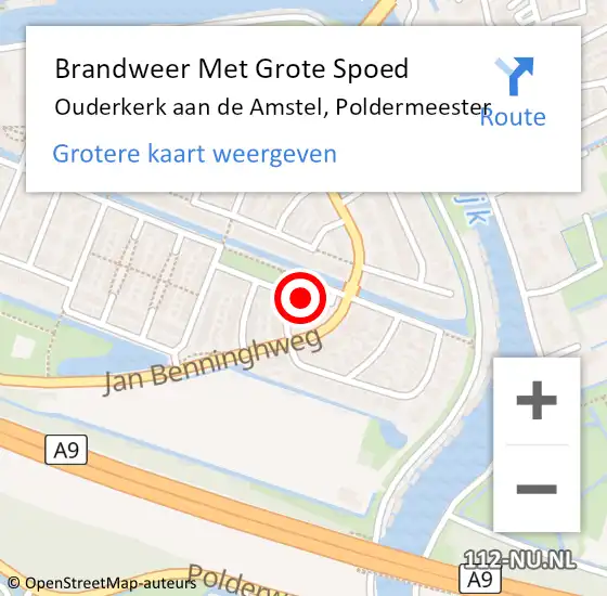 Locatie op kaart van de 112 melding: Brandweer Met Grote Spoed Naar Ouderkerk aan de Amstel, Poldermeester op 24 november 2021 17:04