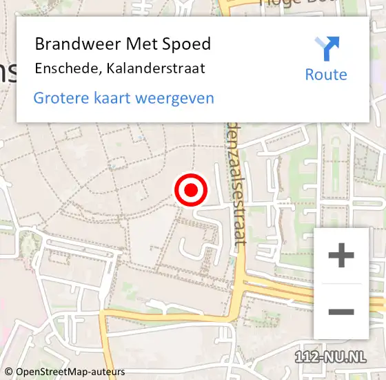 Locatie op kaart van de 112 melding: Brandweer Met Spoed Naar Enschede, Kalanderstraat op 24 november 2021 17:04