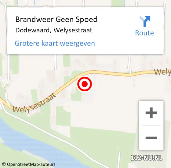 Locatie op kaart van de 112 melding: Brandweer Geen Spoed Naar Dodewaard, Welysestraat op 24 november 2021 17:19