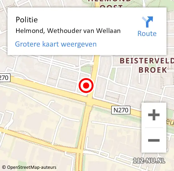 Locatie op kaart van de 112 melding: Politie Helmond, Wethouder van Wellaan op 24 november 2021 17:23