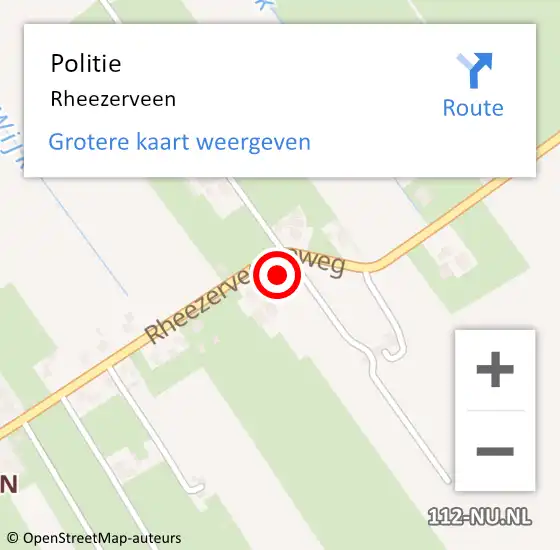 Locatie op kaart van de 112 melding: Politie Rheezerveen op 24 november 2021 17:27
