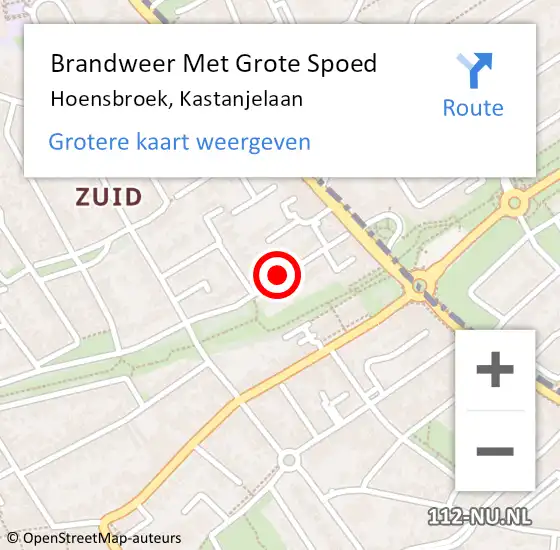 Locatie op kaart van de 112 melding: Brandweer Met Grote Spoed Naar Hoensbroek, Kastanjelaan op 24 november 2021 17:56