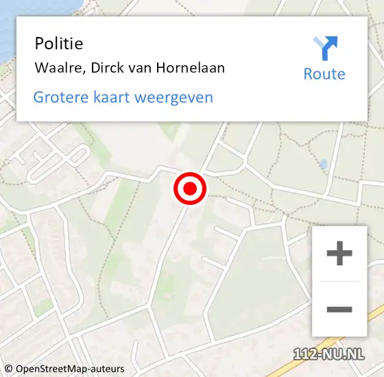 Locatie op kaart van de 112 melding: Politie Waalre, Dirck van Hornelaan op 24 november 2021 18:28