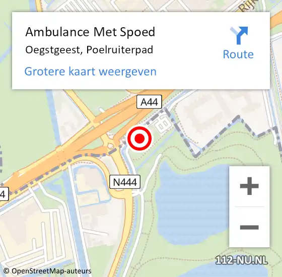 Locatie op kaart van de 112 melding: Ambulance Met Spoed Naar Oegstgeest, Poelruiterpad op 24 november 2021 18:36