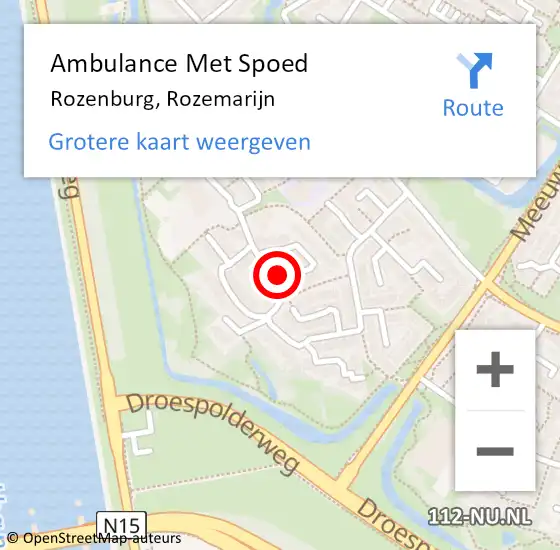 Locatie op kaart van de 112 melding: Ambulance Met Spoed Naar Rozenburg, Rozemarijn op 24 november 2021 19:10