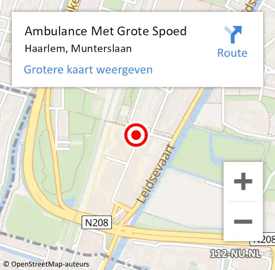 Locatie op kaart van de 112 melding: Ambulance Met Grote Spoed Naar Haarlem, Munterslaan op 24 november 2021 19:15